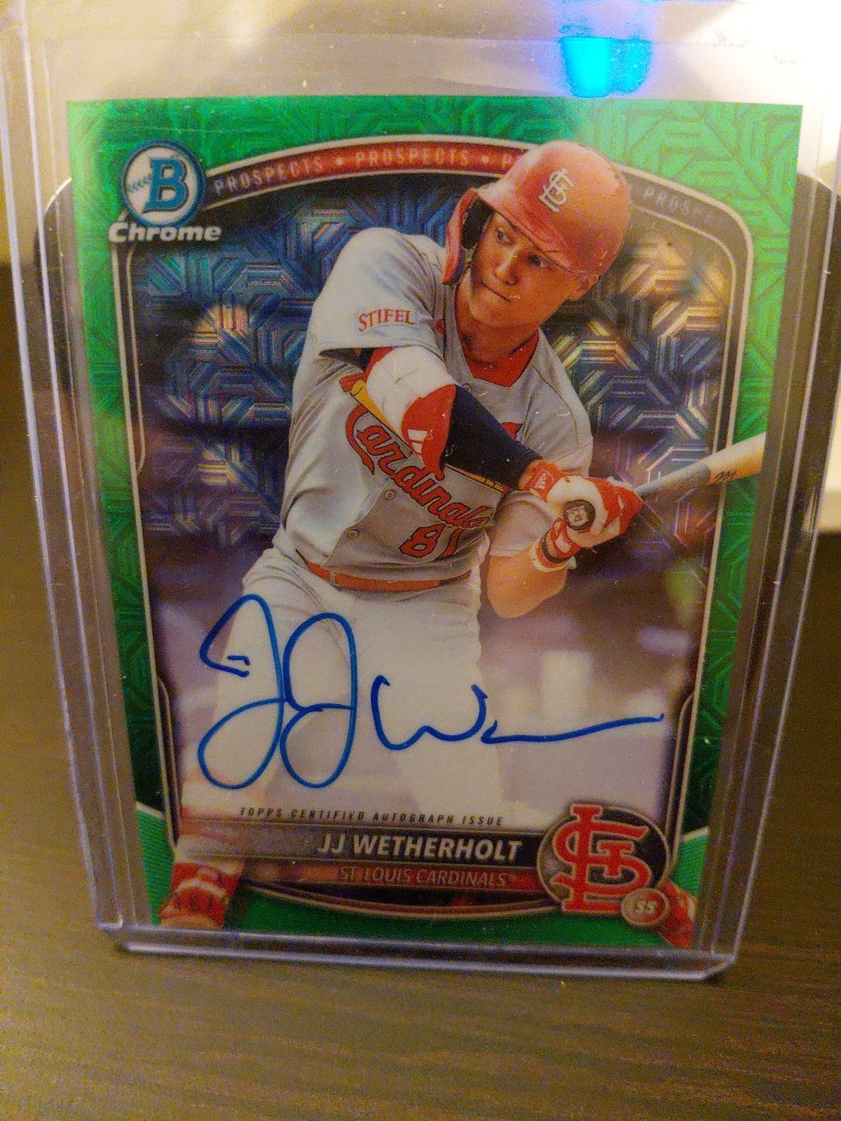 2025 Bowman Chrome Mega Box JJ Wetherholt Green Mojo Refractor Auto #BMA-JW /99