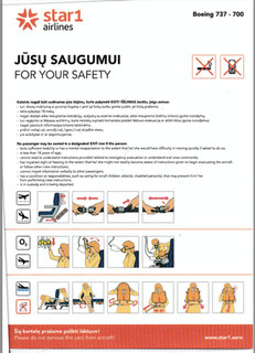 Safety Card Star 1 Airlines Boeing 737 700