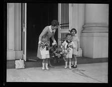 Washington, D.C., Grace Coolidge and group of children outside White House