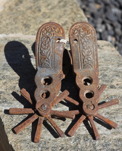Antique Charro Spurs Iron Star Rowel Mexican Vaquero Early 1900s Vintage Pair