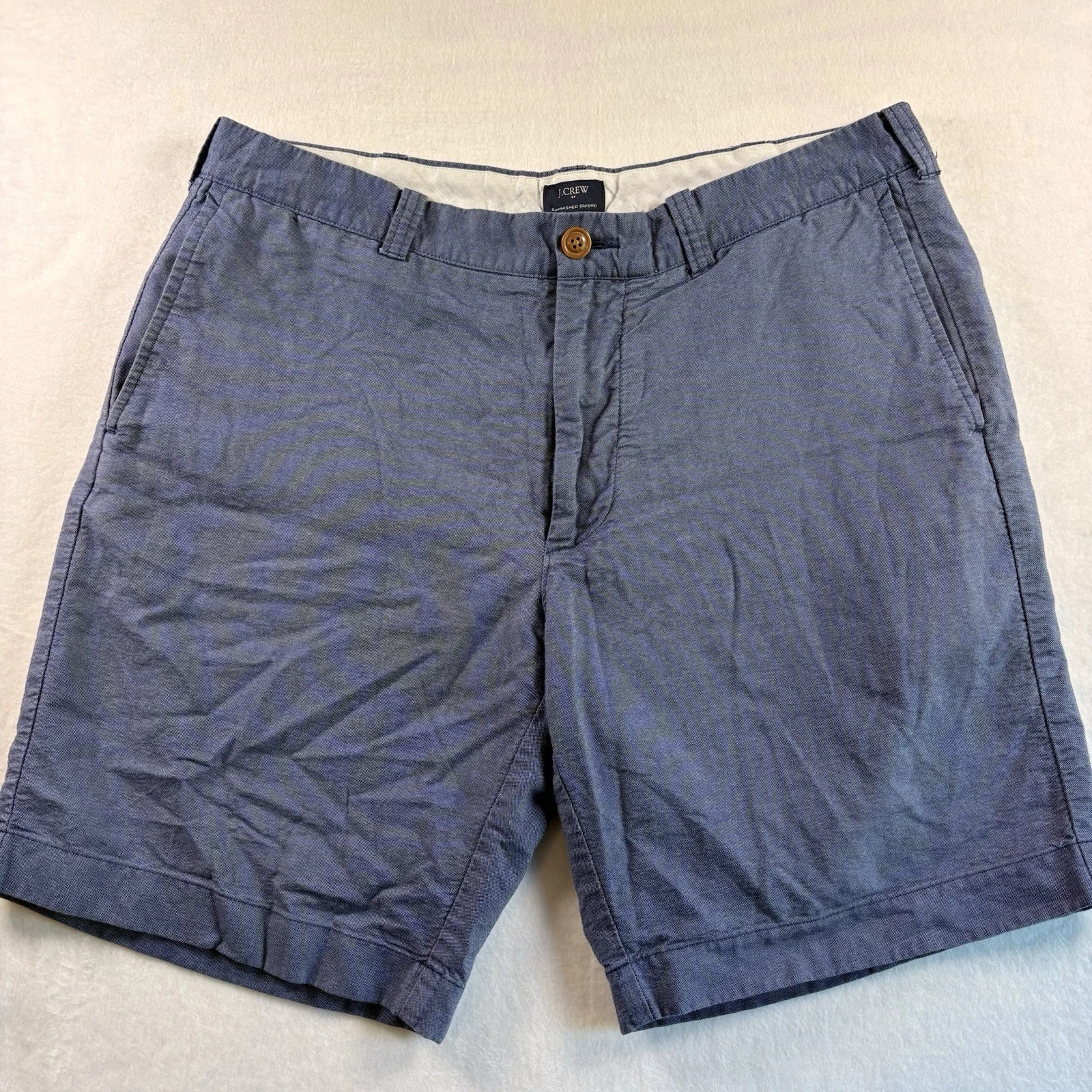 J.Crew Shorts Mens 35 Blue Oxford Cotton Chino 10.5 Inseam Flat Front Casual