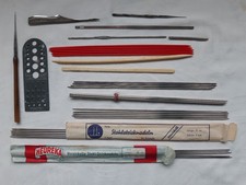 Konvolut Alte Stricknadeln 37 Stk. Messplatine Stahl HEUREKA + Rapid + addi