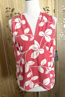Rafaella  Pink & white floral Sleeveless Tank Blouse Size XL NWT