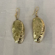 Gold Plated Green Abalone Shell Earrings