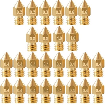 26Pcs Ender 3 Nozzles kit, MK8 Nozzles kit, Brass 3D Printer Nozzles 0.2/0.3/0.4