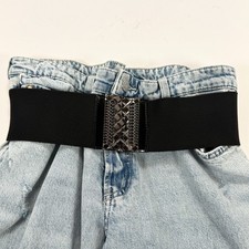 Vintage Wide Black stretchy waist belt with black buckle
