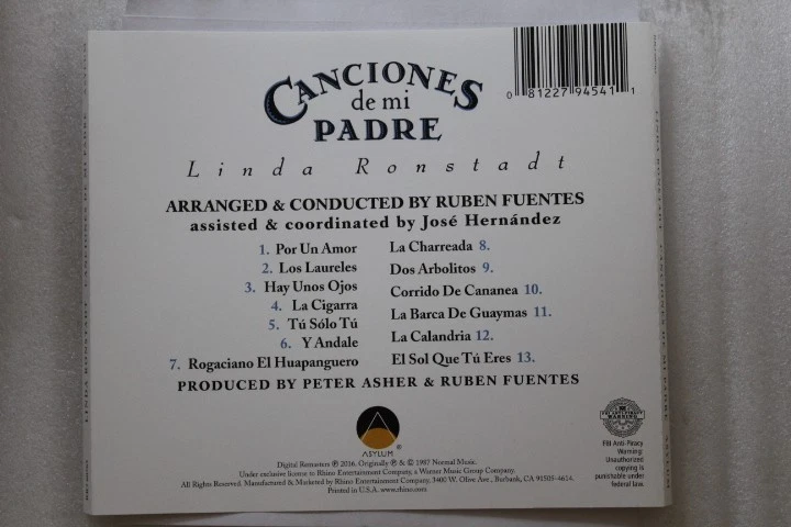 Linda Ronstadt - Canciones De Mi Padre CD Rare Digital Remaster Foto 2 de 3