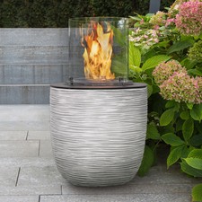 Muenkel Design Vigo – Riffelung Blanc-Gris – BIO-Éthanol Feu (FKE-0872.RWS.MS)