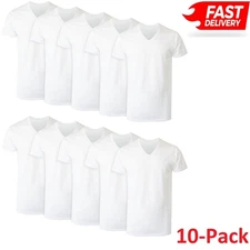 Hanes Men'S Value Pack White V-Neck Undershirts, 10- Pack
