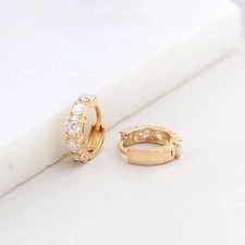 2CT Round-Cut Lab Created Huggie Hoop Fancy Earrings 14K Yellow Gold Plated