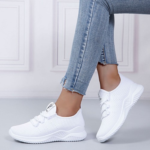 Women's Fitness Sports Flat Shoes Running Comfortable Breathable Trainers - Picture 4 of 23