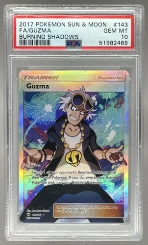 51982469 Guzma 2017 Pokemon Sun & Moon Burning Shadows #143 PSA 10 SCRATCHED