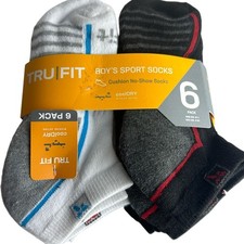 TruFit Boys Sport Socks: Cushion No Show Socks, CoolDry Size 10-4 6 pack