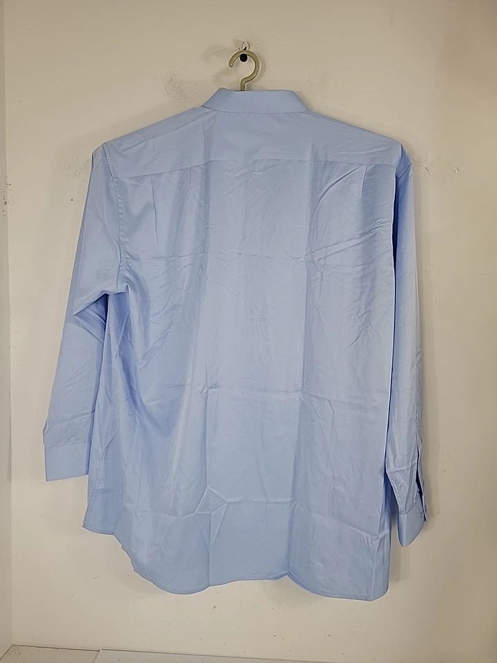 Camisa social masculina Geoffrey Beene cetim tamanho XXL 18-18 1/2 36/37 azul absorção nova - Imagem 2 de 4