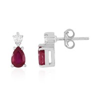 Cavill Rubin Ohrringe 1,02Ct Tropfen 925 Silber Rhodiniert Damen