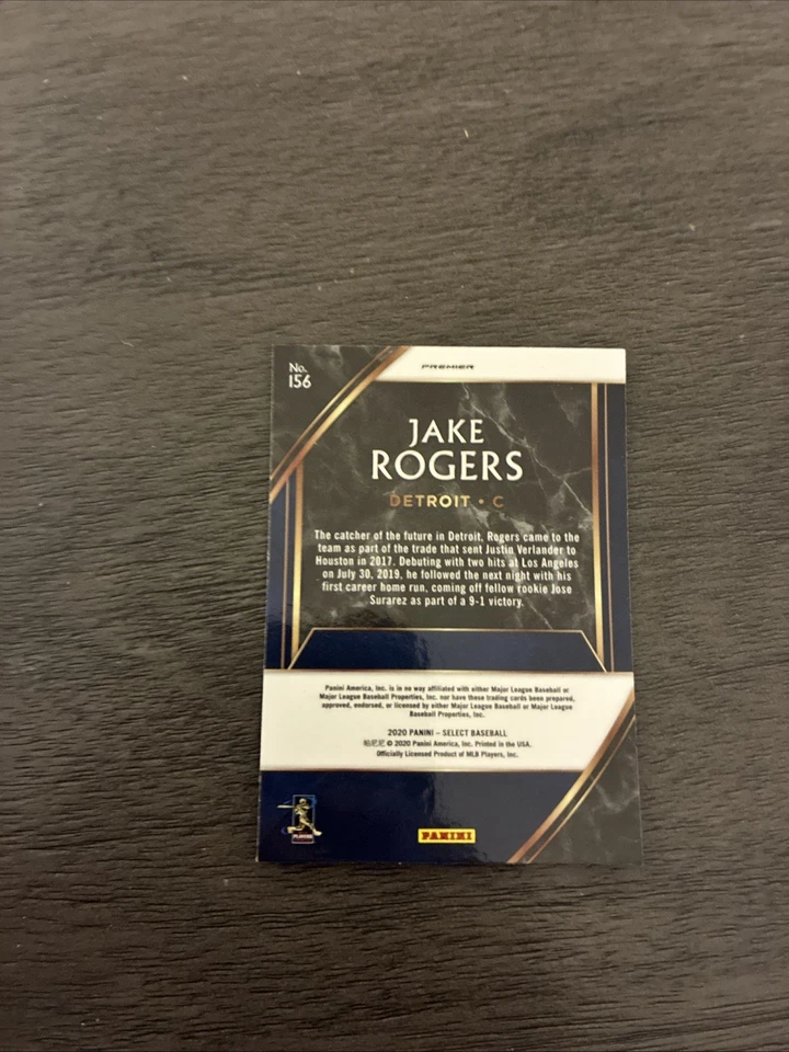 2020 Panini Select Jake Rogers Premier RC #156 - Image 2 of 2