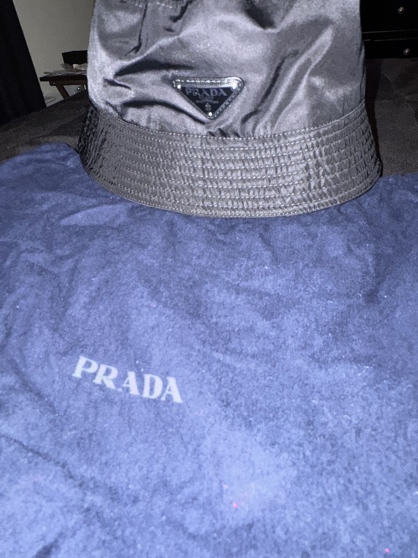 Prada Milano Black Re-Nylon Bucket Hat Size Large  New Without Tags