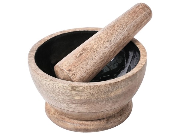 MöRser Und StößEl Aus Mangoholz Handgefertigt Braun Und Schwarz Qena-image