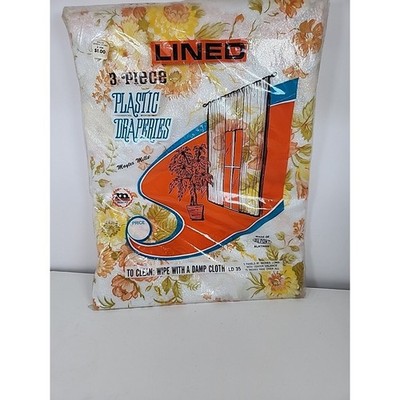 Maytex Mills Mid Century 3 Piece Lined Plastic Draperies NOS