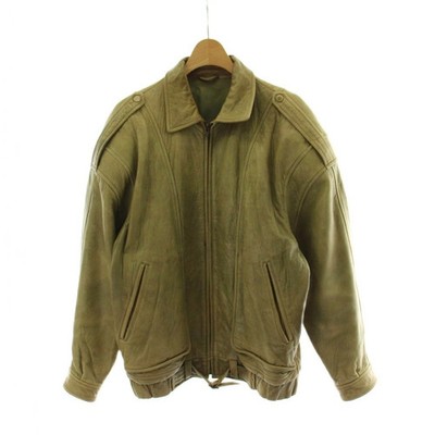 Luciano Barbera Leather Jacket Lamb Sheep Vintage M Beige Zip Up Mens