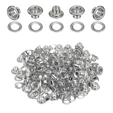 50Set Grommets Eyelets Kit 4.5mm Brass Eyelets with Washers Silver,