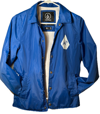 Volcom Youth Large Kids Boys Girls Coaches Jacket Water Resistance Blue Logo