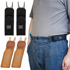 2PCS Tactical Metal Hook Elastic Belt Buckle-Less Invisible Waist Belt Closure