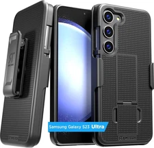 Designed for Samsung Galaxy S23 Ultra Case with Belt Clip Holster - Black 