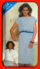 Vtg 1980's Misses DRESS and Crop JACKET Pattern Butterick 5154 Sz 8-10-12 FF