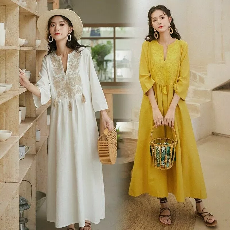 Tassel top embroidered dress