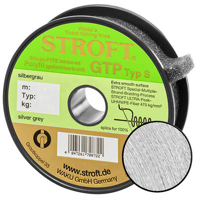 Schnur STROFT GTP Typ S Geflochtene 100m Silbergrau Angelschnur Angelleine glatt