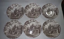 Myott Fine Staffordshire Ware Royal Mail Scalloped Soup/Salad Bowls brown Set 6