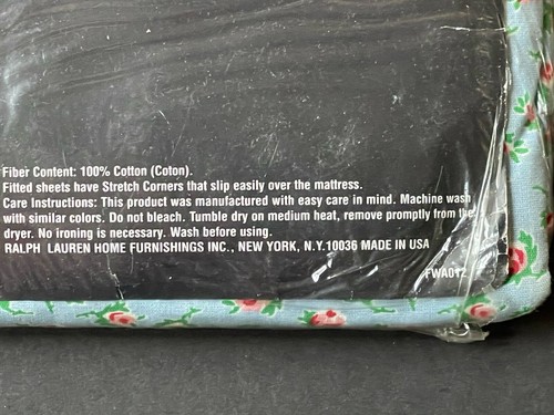 Rare NEW! Ralph Lauren *TWIN FITTED Irregular SHEET Abby Floral Blue FLOWER NIP - Picture 6 of 7