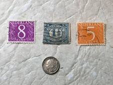 WW2 Netherlands 1944 1/10G  Coin Silver Stamp 1899 1C 1912 2C 1924