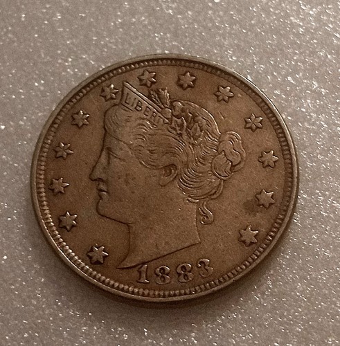 1883 WITHOUT CENTS LIBERTY V NICKEL.FIRST YEAR MINTED. NICE COIN 142 Year Old