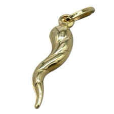 Ciondolo Charm pendente corno cornetto oro giallo 18kt carati nuovo uomo / donna