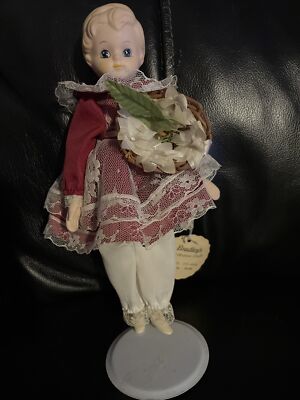 Vintage Bradley Dolls Miss Ruby July Birthstone Necklace Stand & Tag 9 