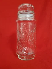 1982 VINTAGE 9" PLANTERS MR PEANUT GLASS JAR W LID WHEAT PATTERN ANCHOR HOCKING.