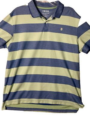 IZOD Mens ADVANTAGE Performance Blue Green SS Polo GOLF Stretch Shirt SZ XL