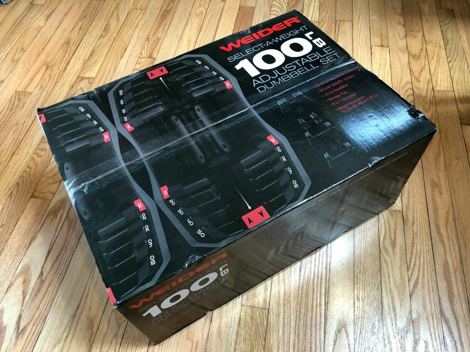 Weider Adjustable Dumbbell - 50lb Pair with Storage Rack