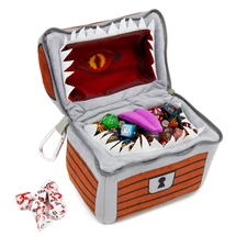 CM Mimic Dice Chest with 7 RPG Dice 6.5" Plush Mimic Dice Bag for 150 Dice