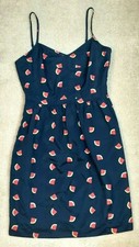 J Crew Women's Sz 0 Blue Watermelon Print Summer Cami Dress Pockets Lined Flowy