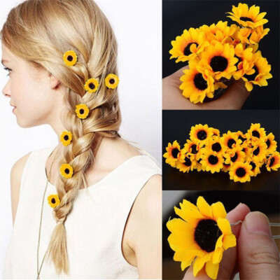 10PCS/set Hair Clips Daisy Sunflower Bridal Wedding Party  display picture 2