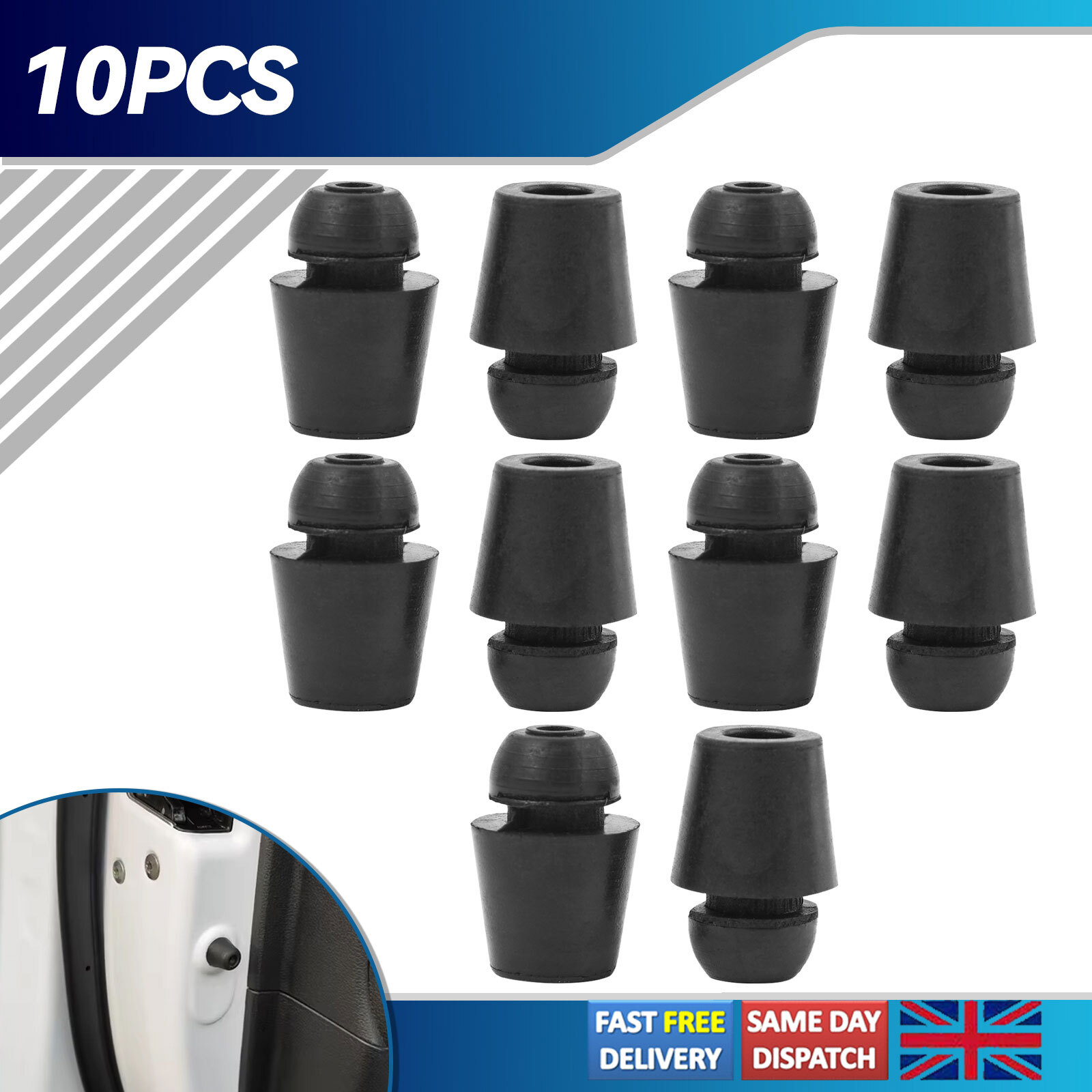 10 Pcs Universal Car Door Bumper Dampers Buffer Pad Anti Shock Bump Stop Rubber