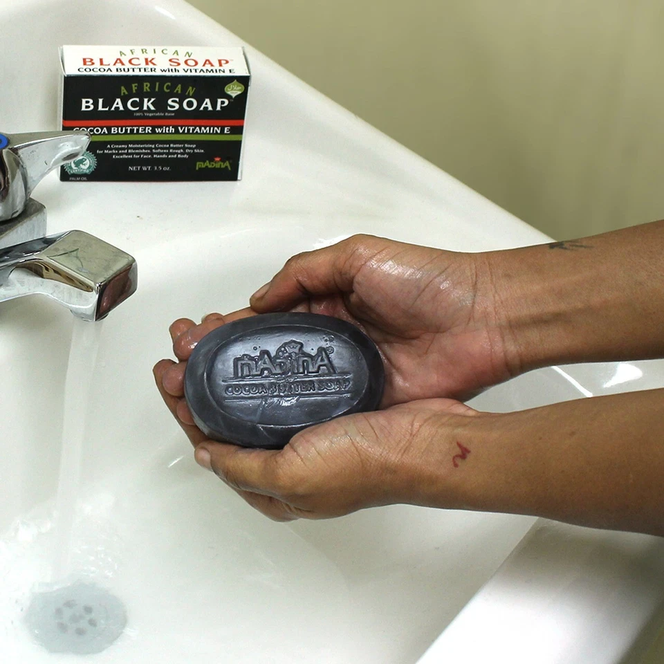 African Black Soap | Cocoa Butter, Enriched With Vitamin E | For Acne Treatment. - Image 2 of 4