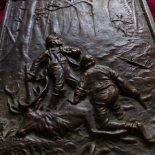 Antique Royal Hunt Rifle Gun Deer Animal Trophy Bronze Medal Plaque Franz Joseph