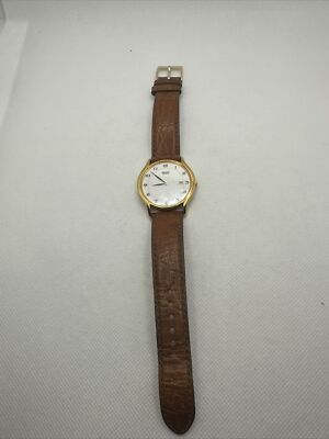 Original Seiko Quarz Japan Gold Slim HERREN Mint Datum Zifferblatt Weiß Roman 7N29