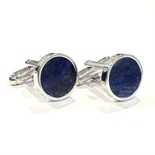 Round Lapis Lazuli Stone Cufflinks Men Birthday Wedding Essentials Gift With Box