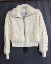 Vintage Wilsons Leather Maxima Rabbit Fur Women's Size Small Bomber Jacket Coat.