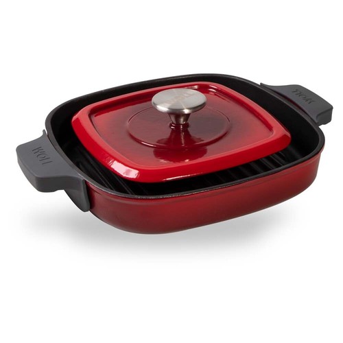 Woll "IRON" Steakpfanne mit Rillen, 28 x 28 cm, Inkl. Steakpresse - Chili Red - Bild 2 von 7
